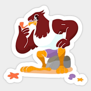 Hawk Smoking Cartoon Sticker